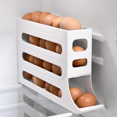 Egg Holder for Fridge,4 Tiers Automatic Rolling Egg Dispenser for