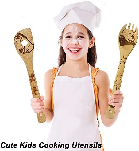 Wooden Spoons for Cooking Set of 5, Winnie Bear Gifts for Women