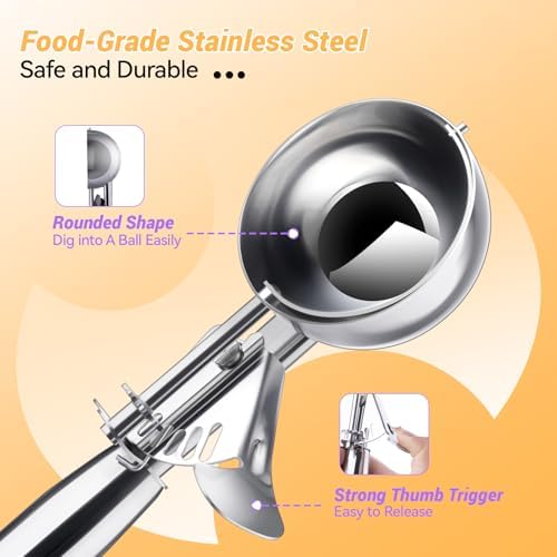 Ice Cream Scoop with Trigger, Small Size Cookie Scoop for Baking-5.25