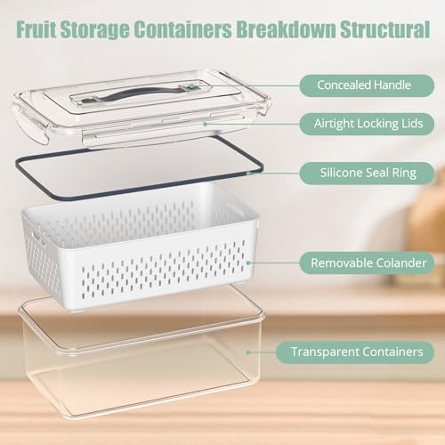 Anysig 5 Pack Fridge Fruit Storage Containers