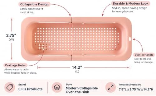 Collapsible Colander Over the Sink, Expandable Plastic Strainer Basket
