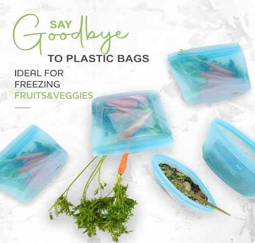 Zip Standing Reusable food container, silicone bag, 6 Pcs Zip