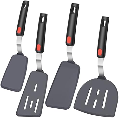 KLAQQED 4Pcs Black Silicone Spatula Set