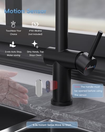 APPASO Black Touchless Kitchen Faucet with Pull-Down Sprayer