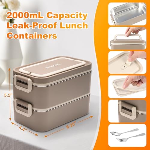Stainless Steel 2-Layer Lunch Box, 2 L