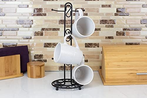 Scroll Design Coffee Mug Holder (Black), by Home Basics | Steel Mug