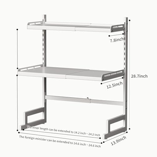 Expandable 3-Tier Microwave Oven Rack, White