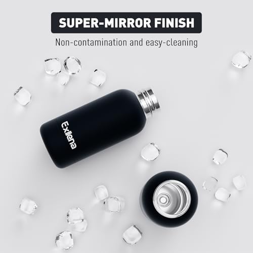 Exllena Small Water Bottle 12oz with Clip, Double Wall Stainless Steel