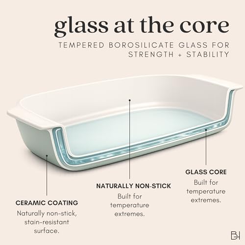 Nonstick Ceramic-Coated Glass Casserole Dish, 9x11 in, Dusk
