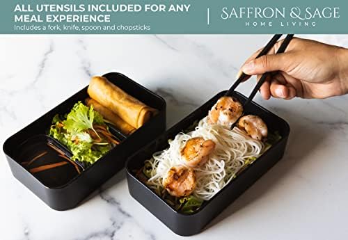 Saffron & Sage 42oz Black Bento Lunch Box