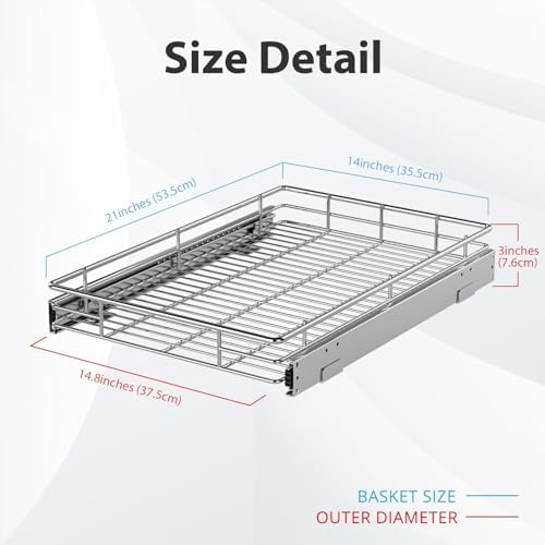 Pull Out Cabinet Organizer, 14.8” Slide Out Kitchen Organizers Storage