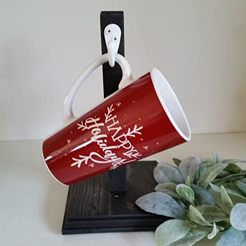 Black Mug Stand/Coffee Mug Holder Tree 2 Hook Farmhouse Cup Rack Small