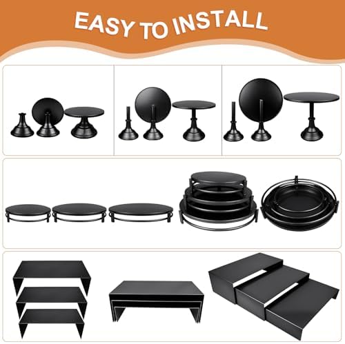 MACIFECI Cake Stand Set, Black Cake Stands For Dessert Table Including
