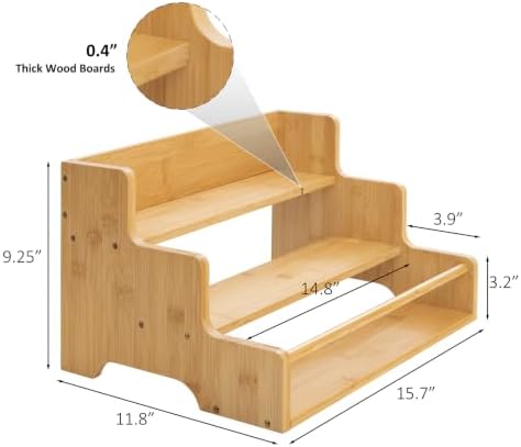 Mufico Bamboo Tabletop Wine Racks with Handles & Guardrail, Bamboo