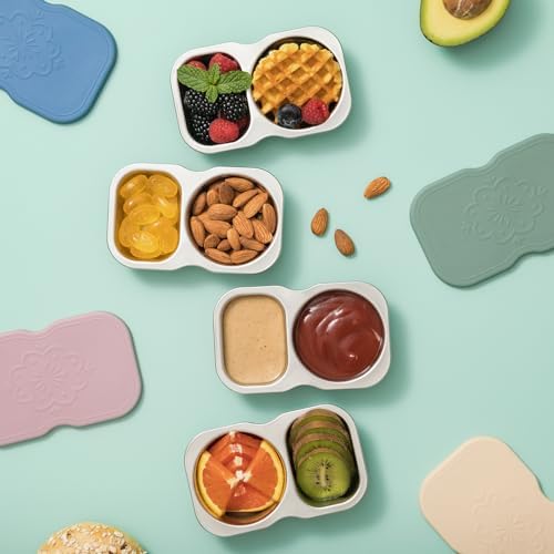 VITEVER 4 Pack Small Stainless Steel 2-Compartment Snack Containers