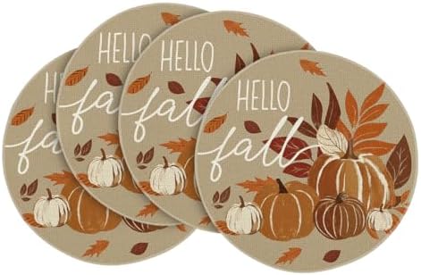 Artoid Mode Pumpkins Hello Round Fall Placemats Set of 4-14 Inch
