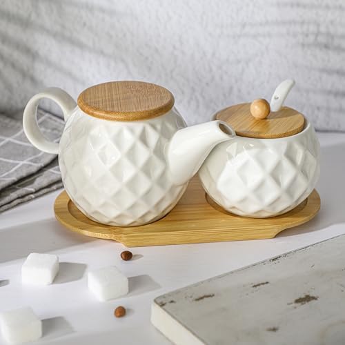 Ceramic Creamer & Sugar Sets,12oz Cream Pitcher, 7.5oz Sugar Bowl with
