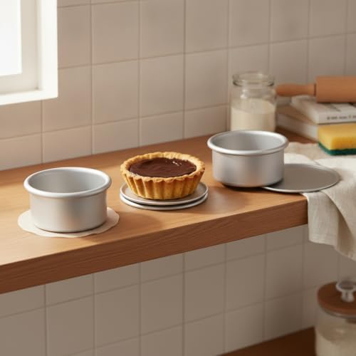 Round Mini Cake Pan Set, 3 Inch Aluminum Alloy with Removable Bottom
