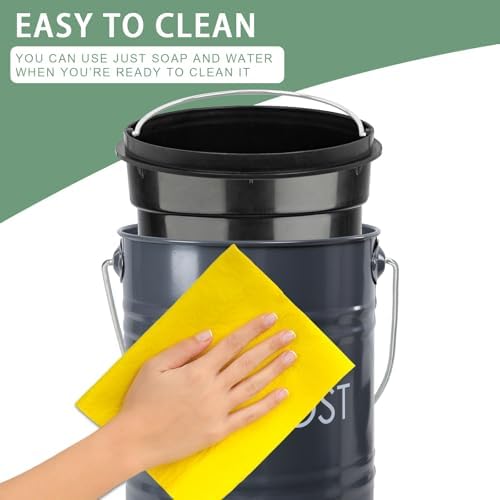 Vipush Grey Countertop Compost Bin with Lid