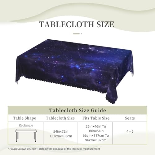 Galaxy Universe Rectangle Tablecloth Washable 54 x 72 Inch