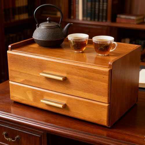 Wooden Tea Bag Organizer, Acacia Drawer Wood Storage Box, Teabag