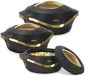 MILTON Insulated Casserole Dish with Lid 3 pc Set 2.1/1.5/1 qt. Hot Pot Food Warmer/Cooler –Thermal Soup/Salad Serving Bowl- Stainless Steel Hot Food Container–Best Gift Set for Moms –Holidays