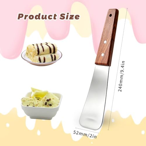 2 Pack Ice Cream Shovel Set, Stainless Steel Gelato Scoop with Wooden