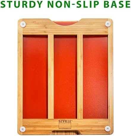 Seville Classics Bamboo Premium Wood Cutting Board Serving Tray w/ 7