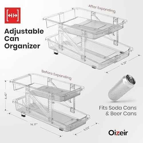 Expandable Soda Can Dispenser For Fridge - 2-Pack - Clear Transparent
