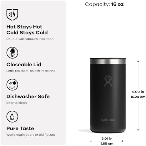 Hydro Flask Travel Coffee Cup – Insulated Stainless Steel, Non-Spill