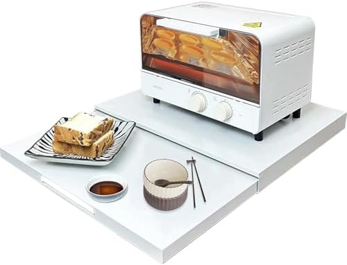 Carbon Steel Pull-Out Microwave Countertop Stand, White
