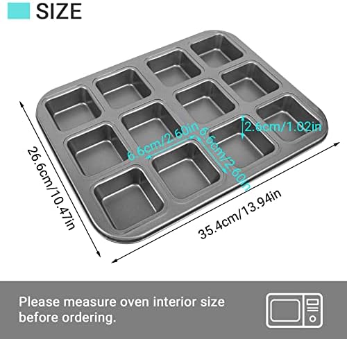 Beasea Brownie Pan with Dividers, 1 Set 12 Cavity All Edges Square