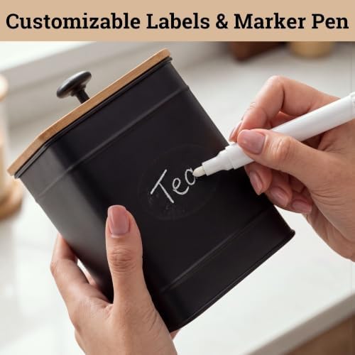 Kitchen Canisters, Set of 4, with Chalkboard Labels
