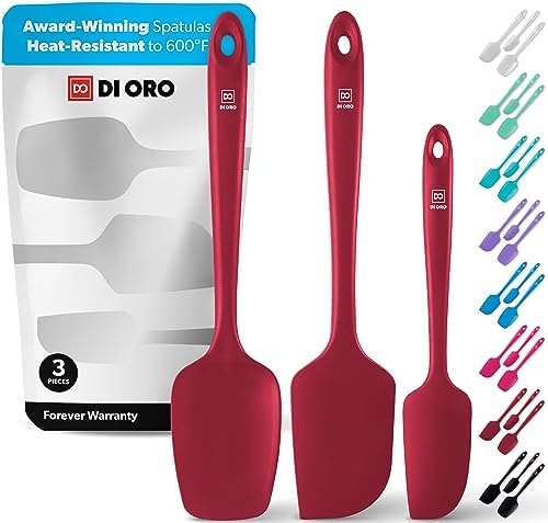 DI ORO 3-Piece Red Silicone Spatula Set