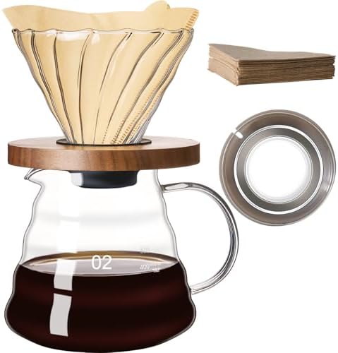 gegewawa Pour Over Coffee Maker Set, Glass Coffee Dripper & Carafe 20