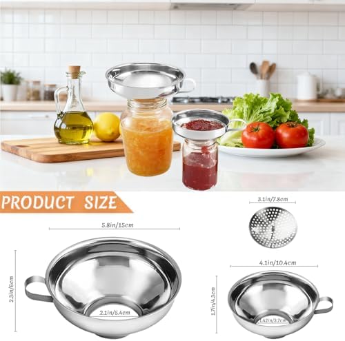 Canning Funnel with Strainer, Wide Mouth Funnels for Filling Wide and