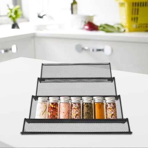Metal Spice Rack Drawer Organizer for Multiple Jars, Black