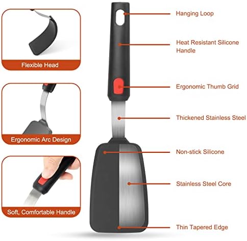 Hotec Silicone Spatula Turner for Nonstick Cookware, Cooking Spatulas