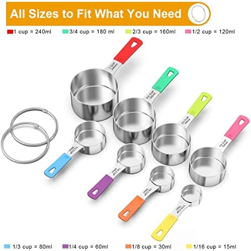 Wildone Stainless Steel 8-Piece Measuring Cups Set with Silicone