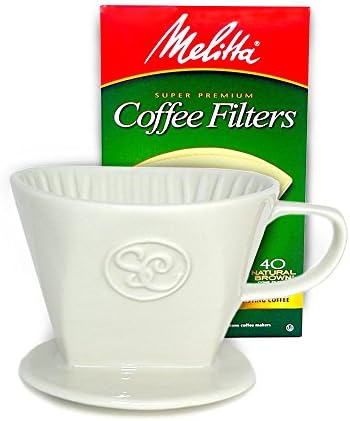 Simply Charmed Ceramic Pour Over Coffee Maker with 40 Count Melitta