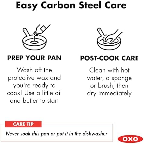 OXO Obsidian Pre-Seasoned Carbon Steel, 8" Frying Pan Skillet with