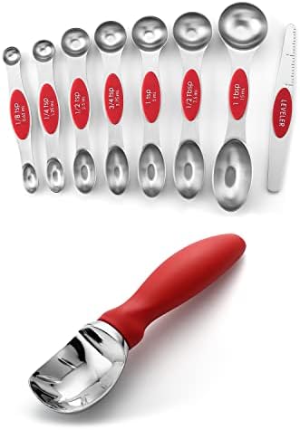 Spring Chef Ice Cream Scoop and Magnetic Measuring Spoons Set Bundle