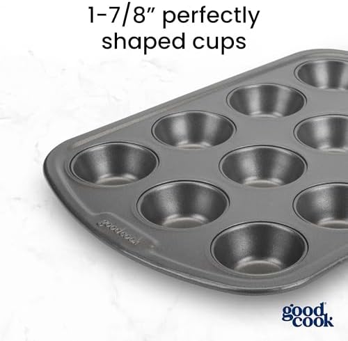 GoodCook Everyday Mini Muffin Pan, 12-Cup, Gray