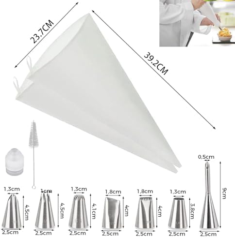 Reusable Piping Bags and Tips Set - 16inch Pastry Bags for Cake