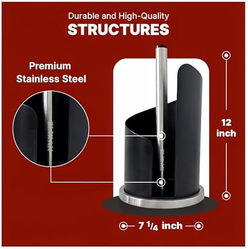 Stainless Steel Countertop Paper Towel Holder, Black