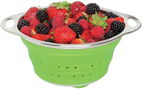 HIC Kitchen Collapsible Colander, Silicone and 18/8 Stainless Steel