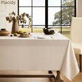 Beige Fabric Table Cloth for Dining Table Linen Farmhouse Rustic