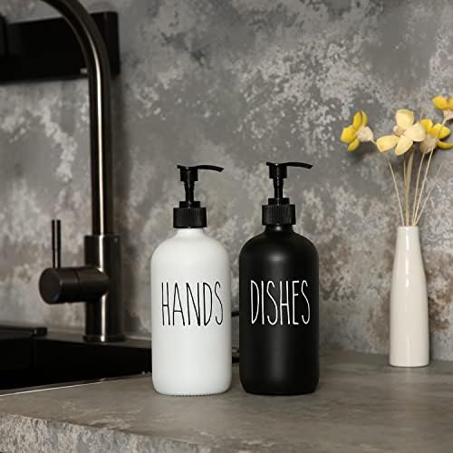 MOMEEMO Soap Dispenser Set, 2 Pack, Black & White
