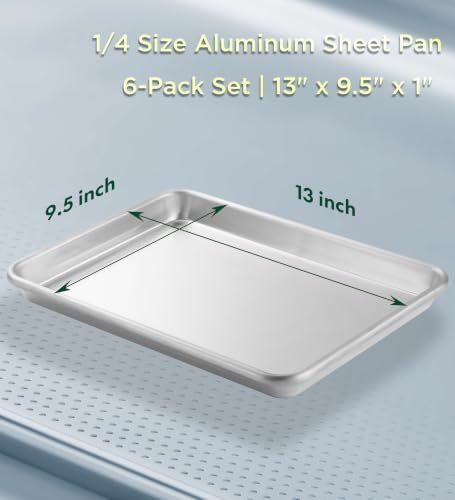 CURTA 6 Pack Aluminum Sheet Pan, NSF Listed 1/4 Quarter Size