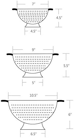 Rorence Stainless Steel Colander Set for Kitchen,1.5,3 & 5 Qt,White